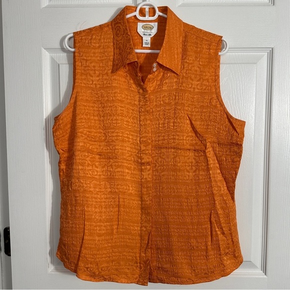 Talbots size 14 100% silk sleeveless top, orange, summer, lightweight, office - Picture 1 of 9